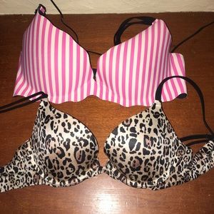 32B leopard bra/ 34D pink- Victoria Secret bras